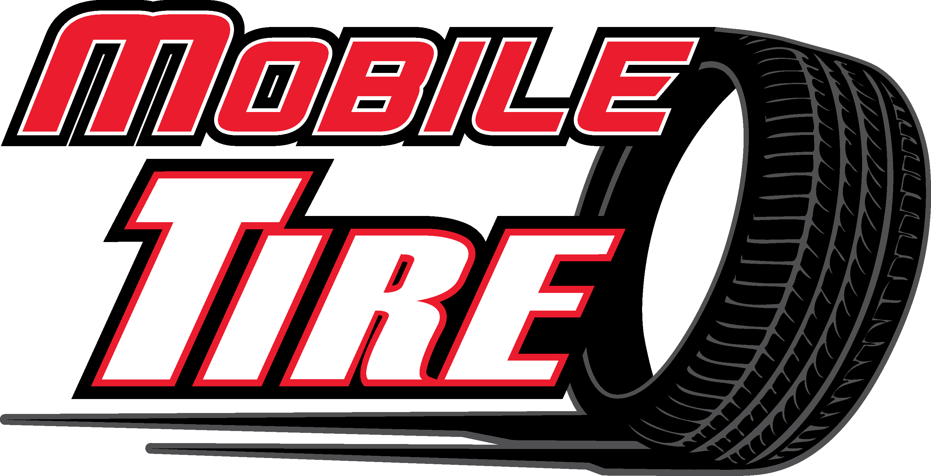 A green banner with the words mobile tire in front of an image of a car.